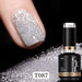 Born Pretty Reflective Glitter Gel Polish T087 15ml with silver glitter nail swatch and bottle, NSI Australia