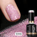 Born Pretty Reflective Glitter Gel Polish T090 15ml with pink glitter nail swatch and bottle, NSI Australia