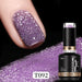 Born Pretty Reflective Glitter Gel Polish T092 15ml with lavender purple glitter nail swatch and bottle, NSI Australia