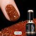 Born Pretty Reflective Glitter Gel Polish T094 15ml with copper orange glitter nail swatch and bottle, NSI Australia