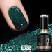 Born Pretty Reflective Glitter Gel Polish T095 15ml with teal green glitter nail swatch and bottle, NSI Australia
