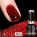 Born Pretty Reflective Glitter Gel Polish T096 15ml with red glitter nail swatch and bottle, NSI Australia