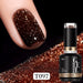 Born Pretty Reflective Glitter Gel Polish T097 15ml with dark brown glitter nail swatch and bottle, NSI Australia
