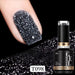 Born Pretty Reflective Glitter Gel Polish T098 15ml with black silver glitter nail swatch and bottle, NSI Australia