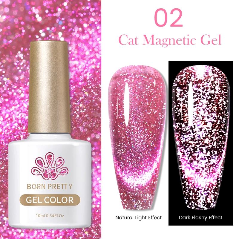 Reflective Sparkle Glitter Cat Eye Magnetic Gel Born Pretty02