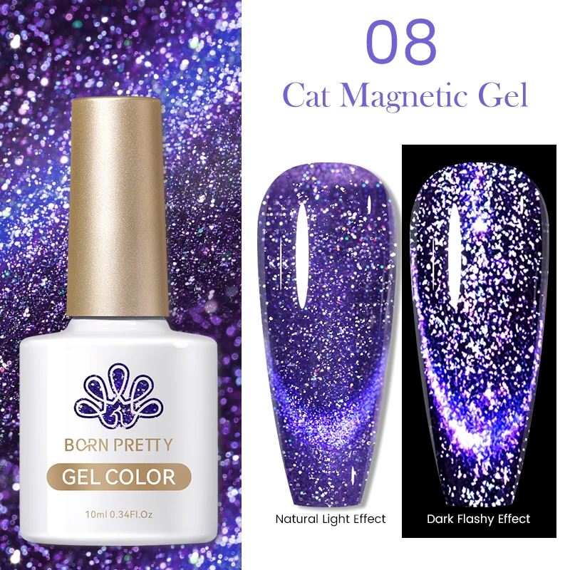 Reflective Sparkle Glitter Cat Eye Magnetic Gel Born Pretty08