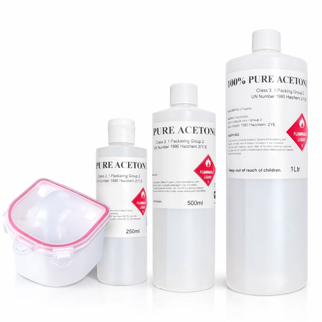 NSI Australia pure acetone nail removal pack with nail soak bowl and 250ml, 500ml & 1L bottles