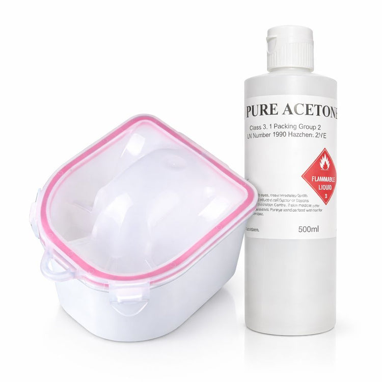 Nail bath soak bowl with 100% pure acetone nail remover, 500ml bottle