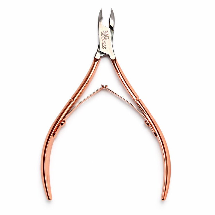 Rose gold cuticle nipper by Nail Success Australia with precision stainless steel blades
