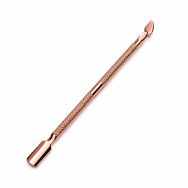 Rose gold double-ended cuticle pusher and scraper nail tool