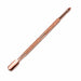 Rose gold double-ended cuticle pusher nail tool with wide flat scraper end, rounded detail tip and textured grip handle