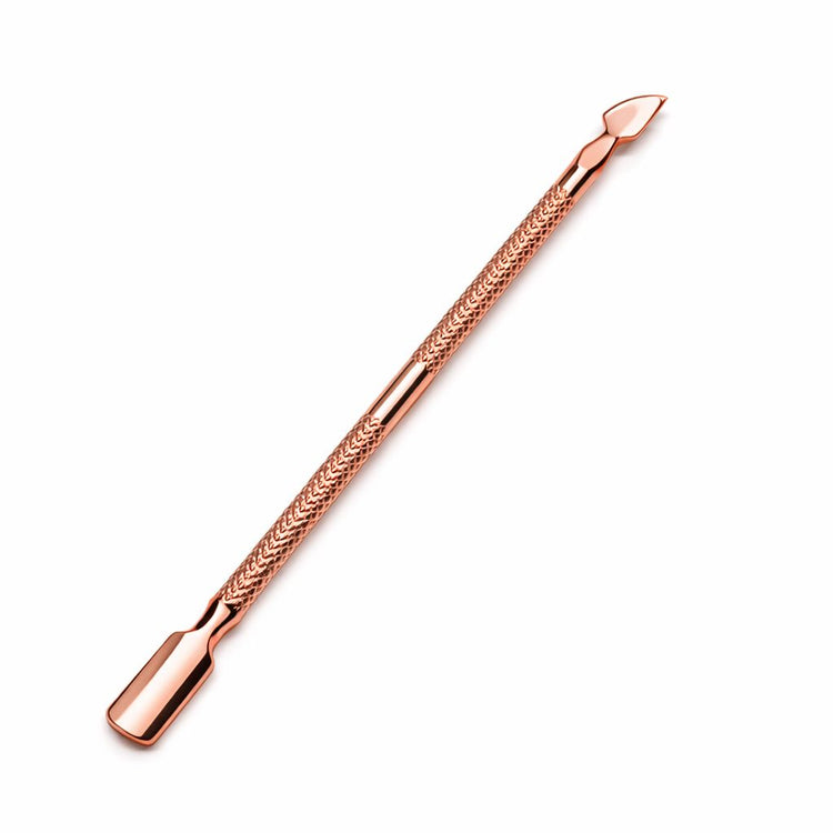 Rose gold double-ended cuticle pusher and scraper nail tool