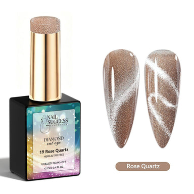 Rose Quartz Diamond Cat Eye Gel Polish with bronze rose magnetic shimmer swatches and glossy finish