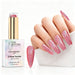 Rosé Twinkle holographic gel polish with rose pink glitter swatch and matching manicure for HEMA and TPO free salon nails