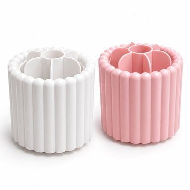 White and pink rotating nail art brush and tool holders, empty