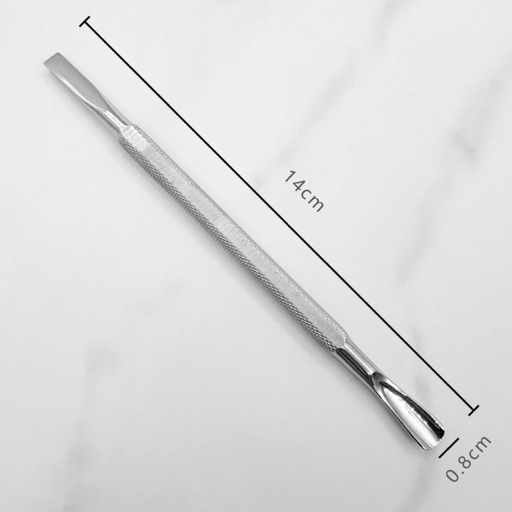 NSI Australia Russian cuticle pusher — double-ended stainless steel manicure tool, 14 cm long with 0.8 cm tip width