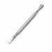 Stainless steel cuticle pusher with rounded pusher end, flat scraper tip and textured grip handle