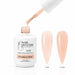 Sahara Glow Rubber Base Gel - open bottle with brush and swatches