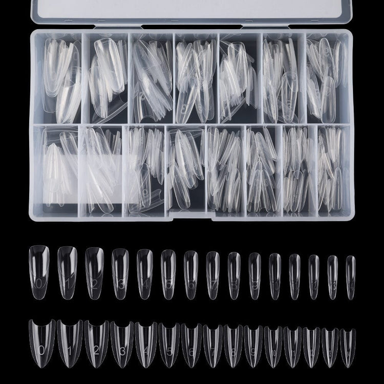 NSI Australia sandwich nail dual forms kit — clear top & bottom molds in compartment case, numbered sizes 0–9, oval & trapezoid shapes for extensions