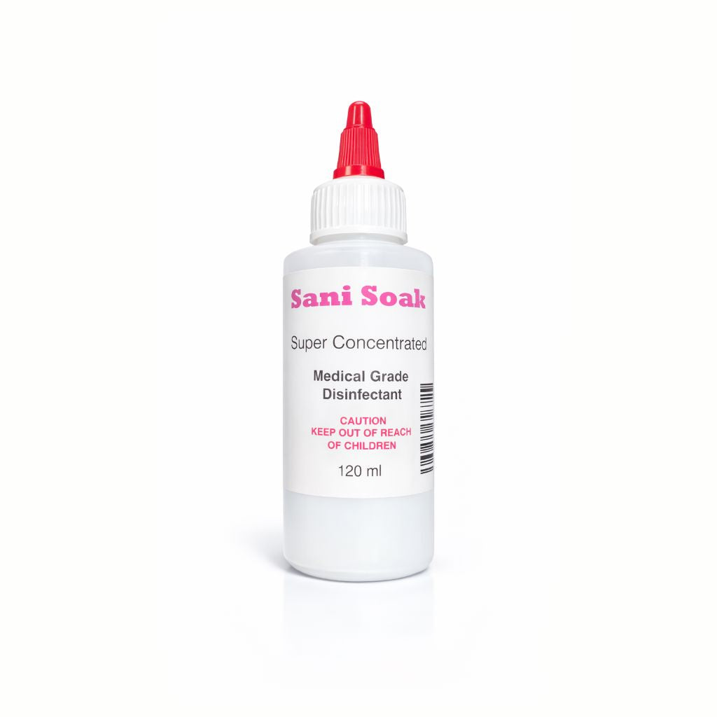 Sani Soak super concentrated medical grade disinfectant, 120ml bottle