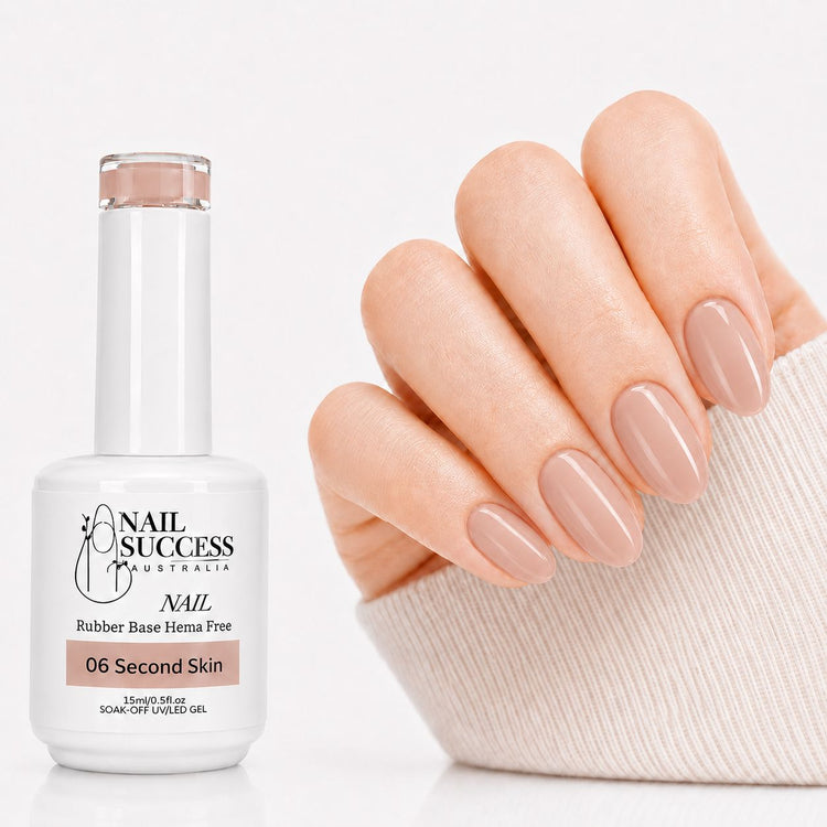 Second Skin Rubber Base Gel - natural nail result on hand