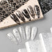 Black and white floral lace nail art transfer foils with matching stiletto manicure – NSI Australia