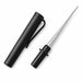 Nail tool sharpening file with black protective case and fine tapered silver sharpening rod for maintaining manicure scissors, cuticle nippers and precision nail tools