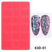 Pink silicone 3D nail art stamping mold with floral and geometric designs, K3D-01, NSI Australia