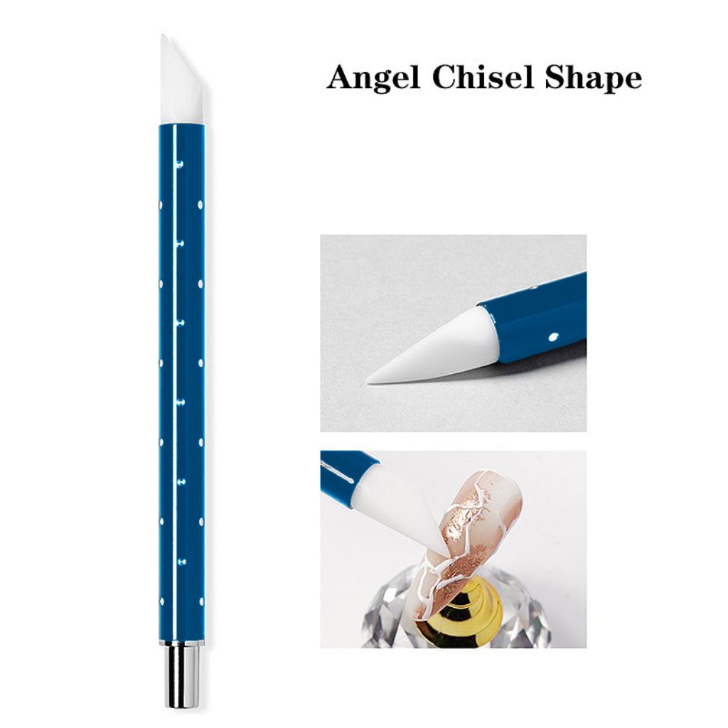 Silicone nail art tool (angled chisel shape) – rhinestone handle