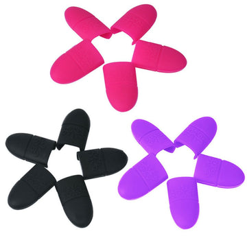 NSI Australia Silicone Soak-Off Caps – 5-piece pack of reusable gel polish remover clips in pink, black and purple for acetone soak removal