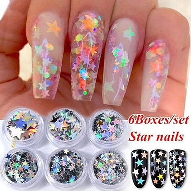 Silver Holographic Stars - 6 Jars Pack - NSI Australia