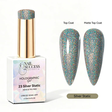 Silver static gel polish holographic gel polish NSI Australia