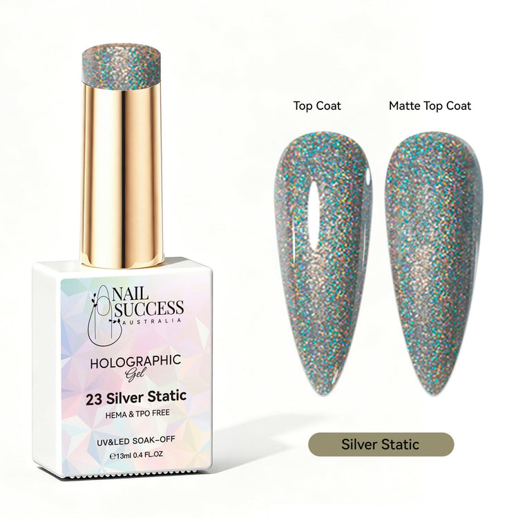 Silver static gel polish holographic gel polish NSI Australia