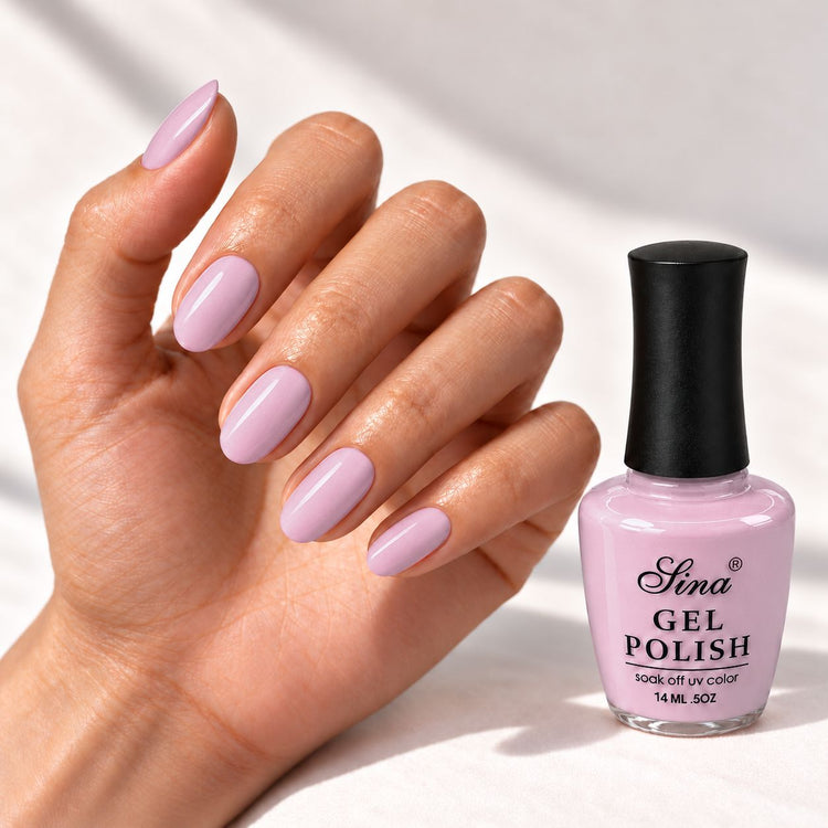 SINA gel polish GP-42, shown on painted nails beside the bottle