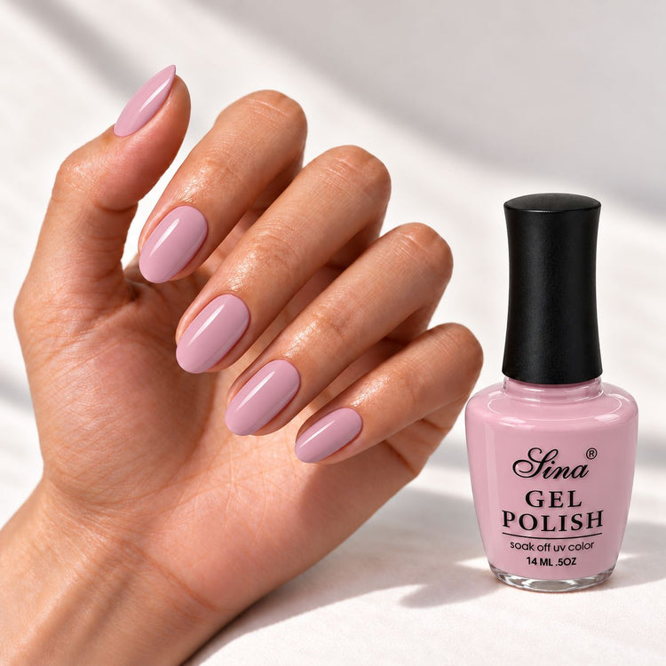 SINA gel polish GP-61, shown on painted nails beside the bottle
