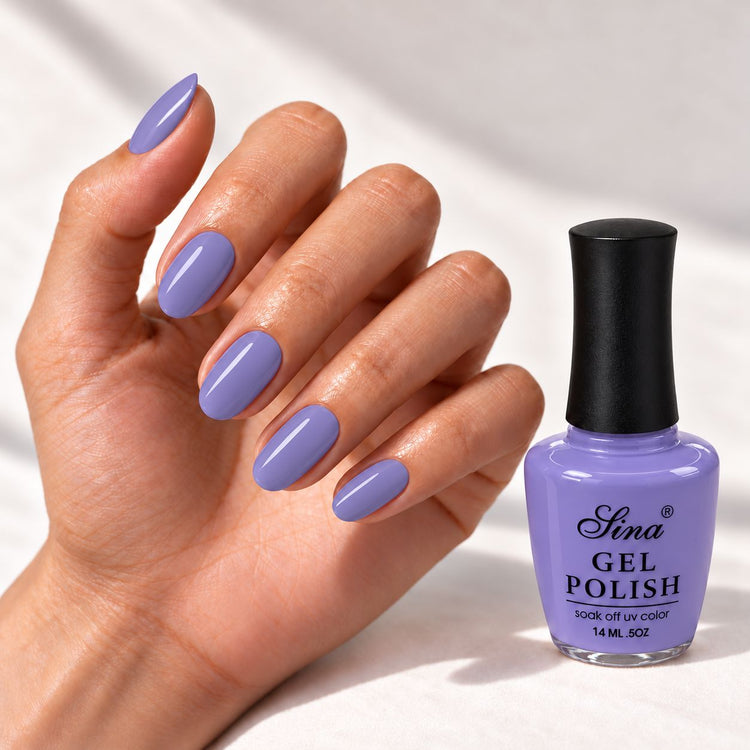 SINA gel polish GP-70, shown on painted nails beside the bottle