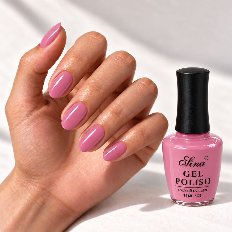 SINA gel polish GP-91, shown on painted nails beside the bottle