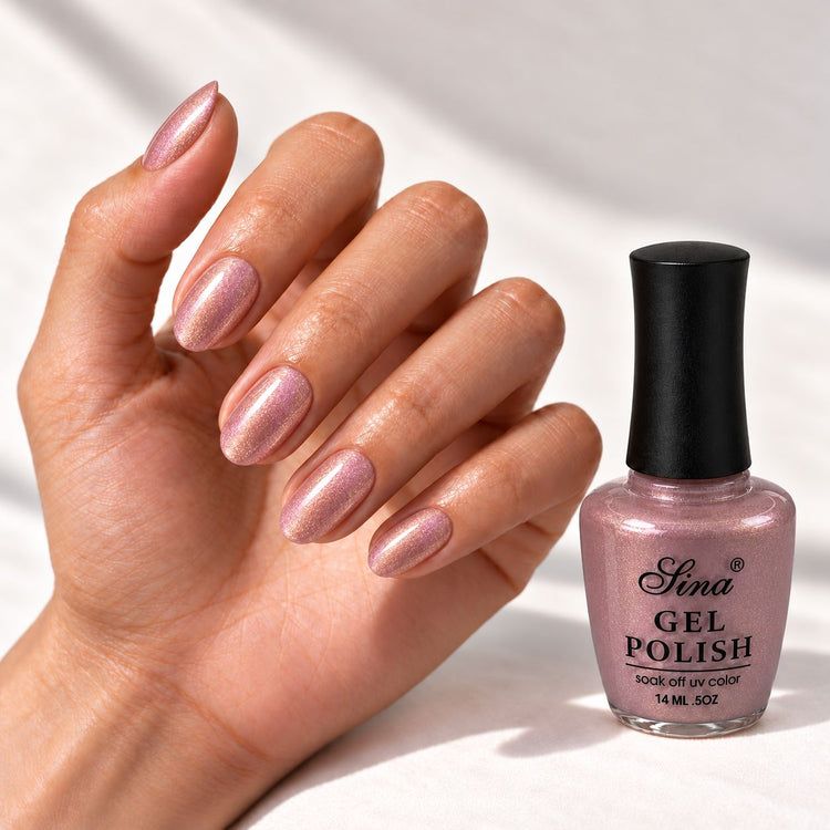 SINA gel polish GP-97, shown on painted nails beside the bottle