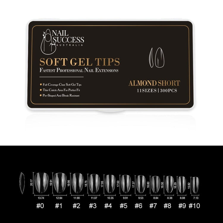 Soft Gel Press On Tips300 TipsAlmond Short Clear Tips
