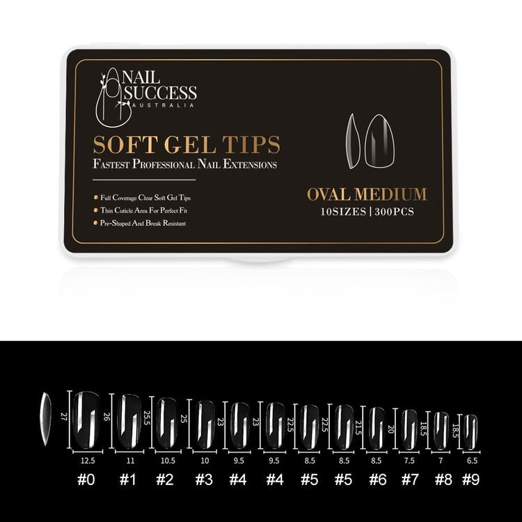 Soft Gel Press On Tips300 TipsOval Medium Clear Tips