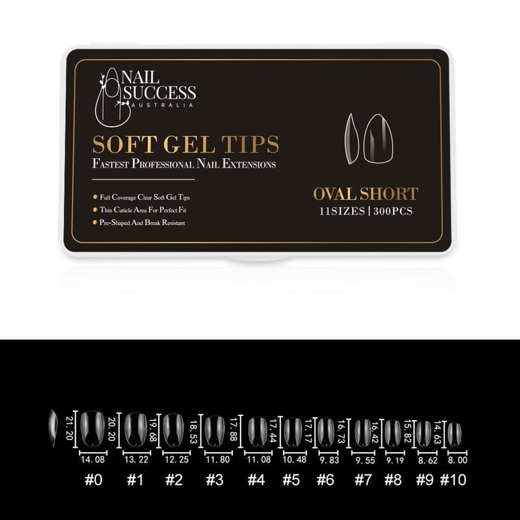 Soft Gel Press On Tips300 TipsOval Short Clear Tips