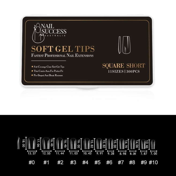 Soft Gel Press On Tips300 TipsSquare Short Clear Tips