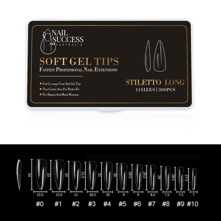 Soft Gel Press On Tips300 TipsStiletto Long Clear Tips
