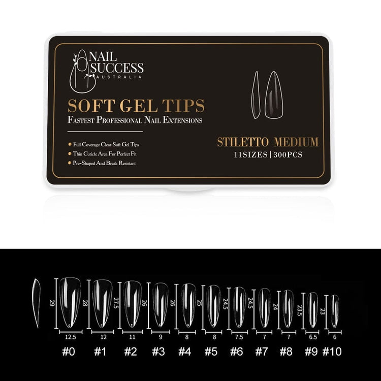 Soft Gel Press On Tips300 TipsStiletto Medium Clear Tips