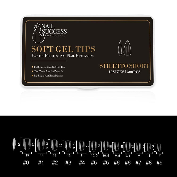 Soft Gel Press On Tips300 TipsStiletto Short Clear Tips
