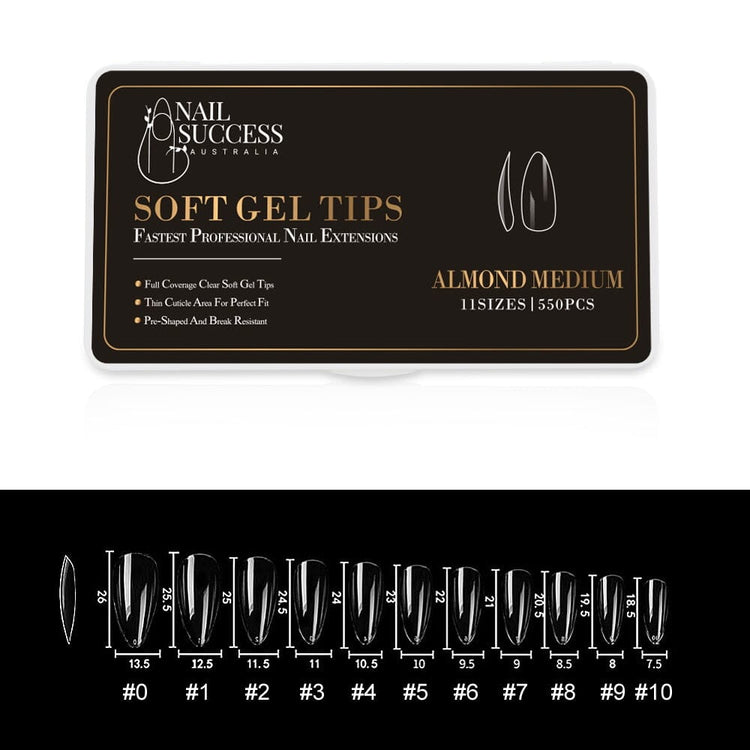 Soft Gel Press On Tips550 TipsAlmond Medium Clear Tips