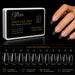 Soft gel press on coffin medium clear nail tips with 550 piece box, 11 size guide and manicure application for professional nail extensions