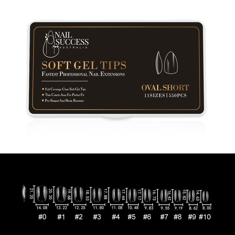 Soft Gel Press On Tips550 TipsOval Short Clear Tips