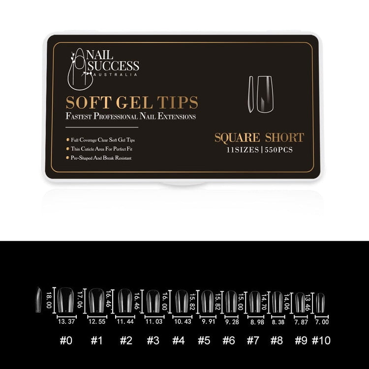Soft Gel Press On Tips550 TipsSquare Short Clear Tips