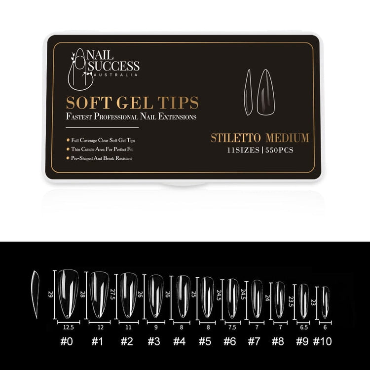 Soft Gel Press On Tips550 TipsStiletto Medium Clear Tips
